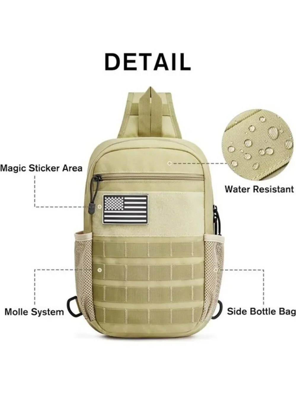 Tactical Sling Backpack Small Shoulder Bag for Hiking Travel Outdoor Sports